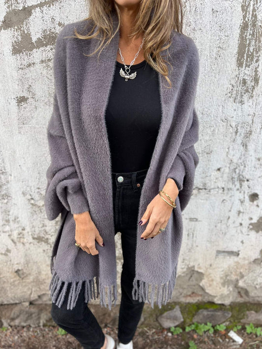 Long Sleeve Tassel Shawl Coat