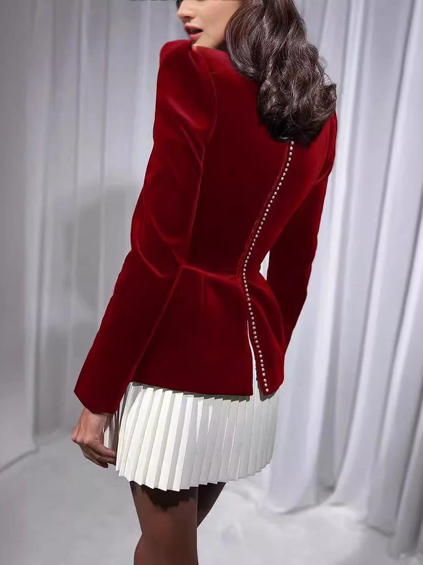Colorblock Pleated Hem Mini Dress