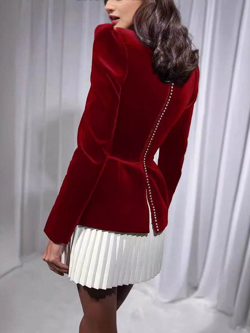 Colorblock Pleated Hem Mini Dress