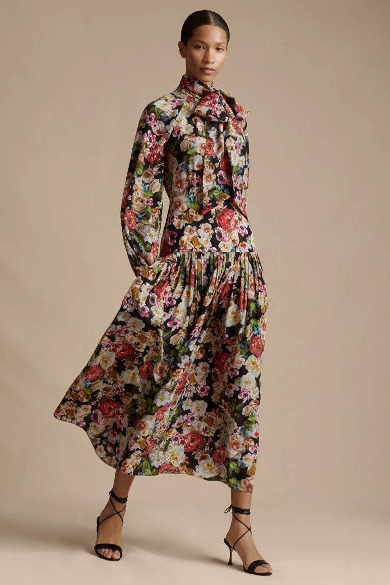 Stand Collar Midi Dress