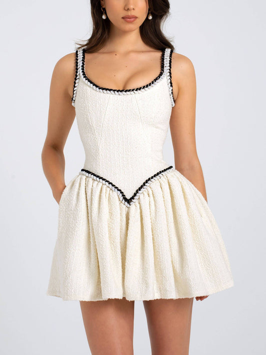 U-neck Tweed Mini Dress
