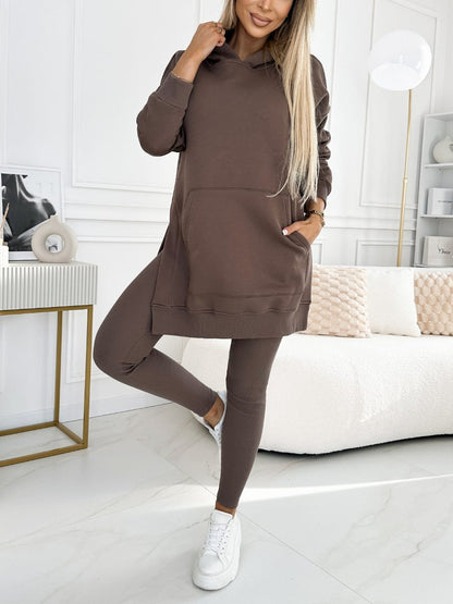 Color Hoodie and Leggings Two-piece Set