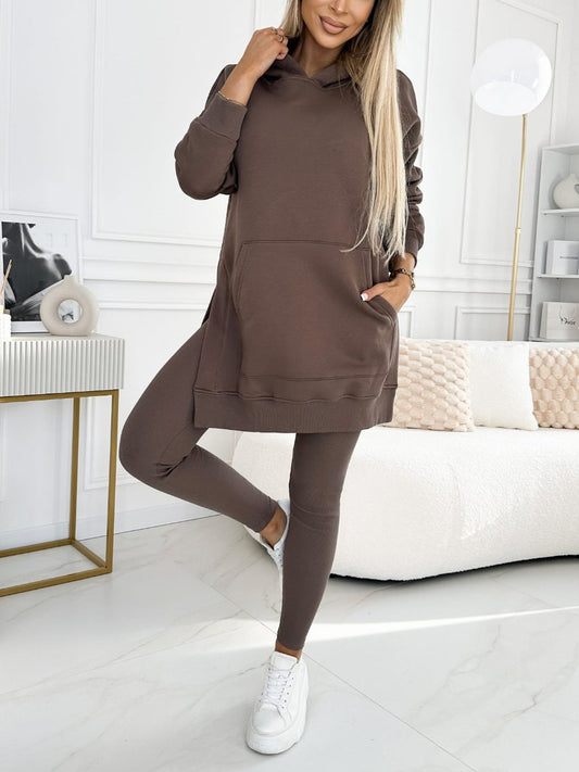 Color Hoodie and Leggings Two-piece Set