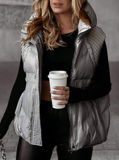 Sleeveless Knitted Patchwork Cotton Vest Coat