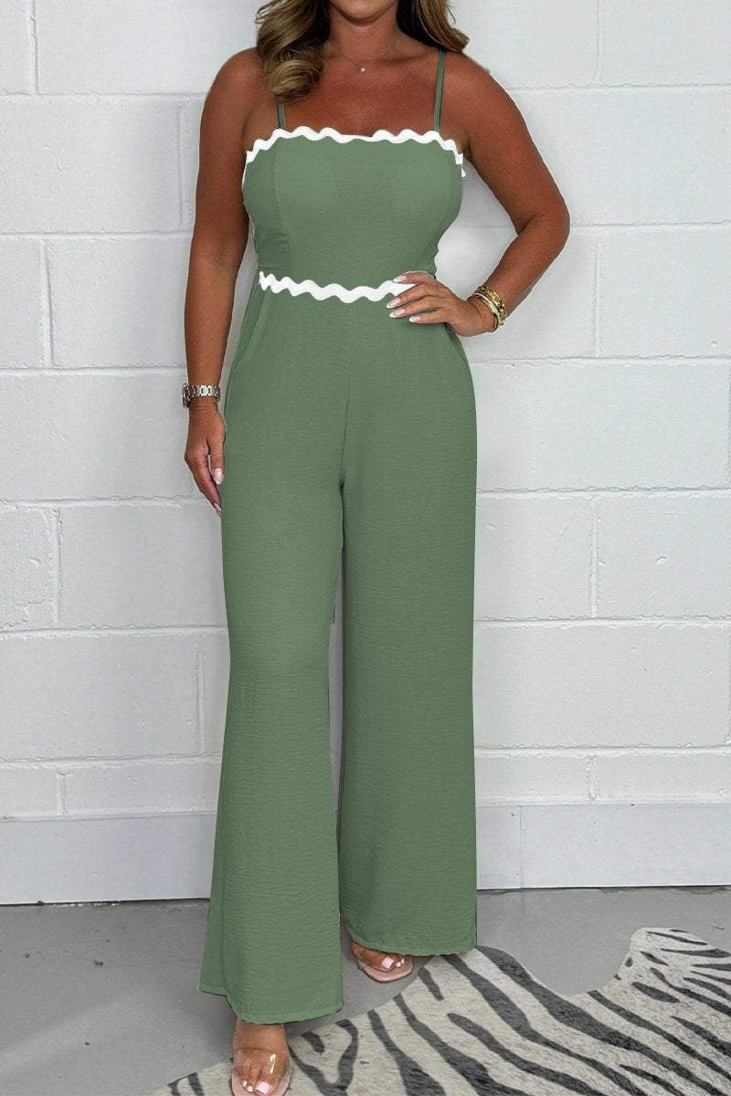 Wavey Trim Spaghetti Strap Jumpsuit