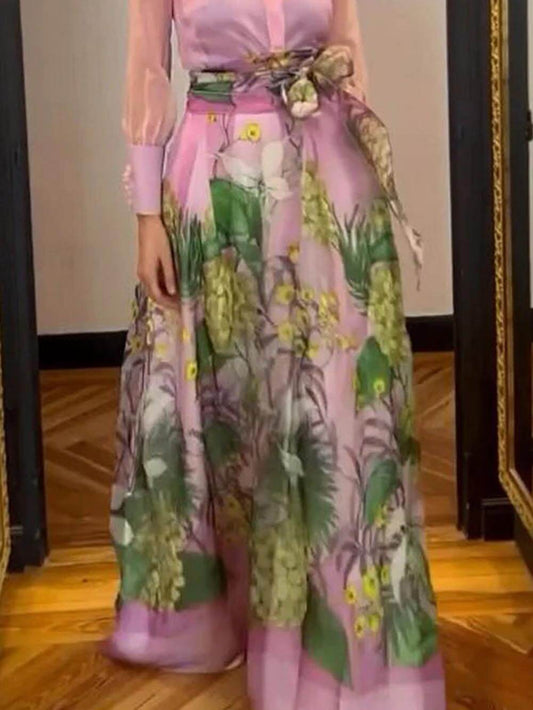 And Mature Print Maxi Skirt