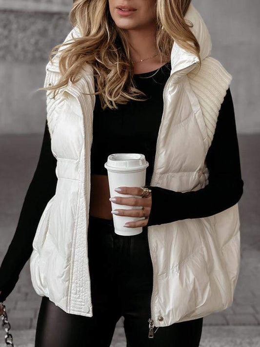 Sleeveless Knitted Patchwork Cotton Vest Coat