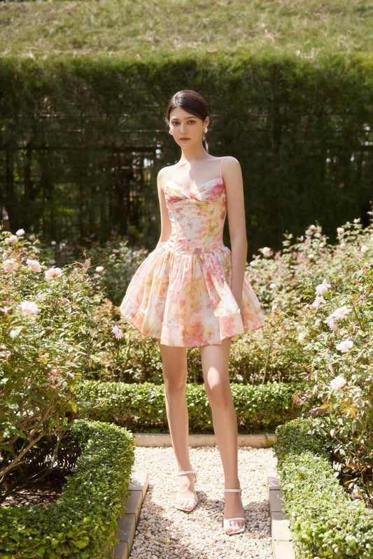 Corset Pleated Large Hemline Cami Mini Dress
