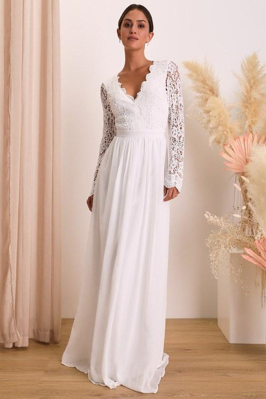 Lace Backless V-neck Maxi Dress