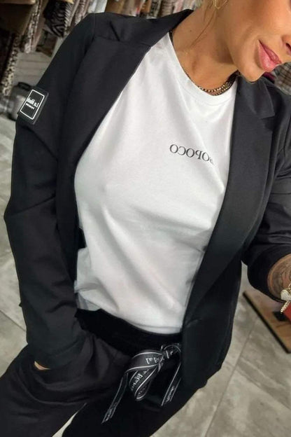Top Jacket & Elastic Pants Two-piece Set