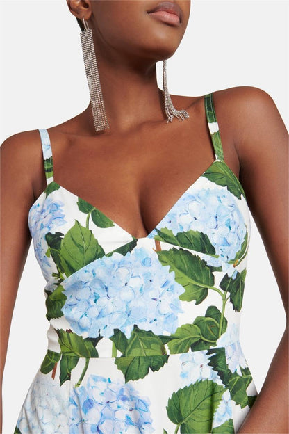 V-neck Hydrangea Poplin Maxi Dress