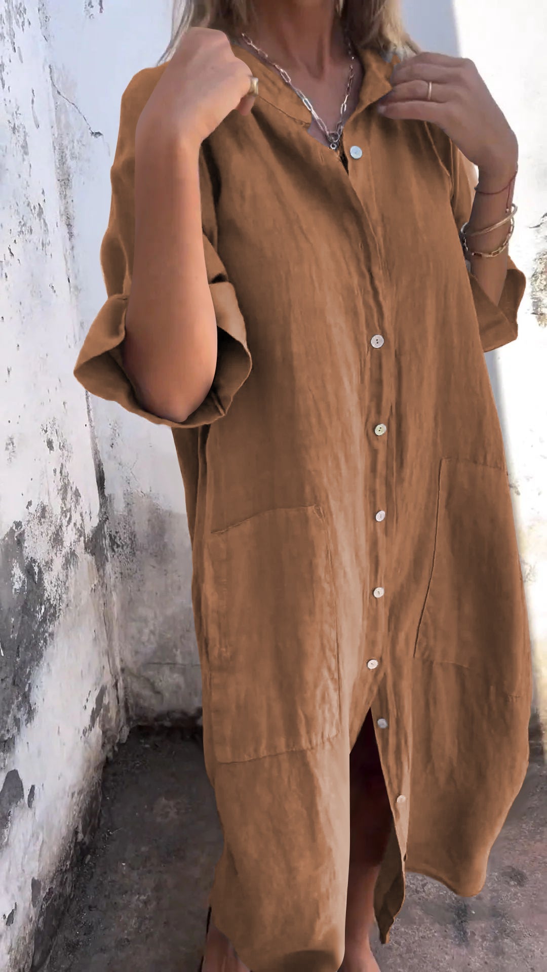 Shirt Style Long Dress