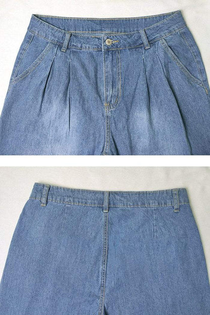 High Waist Slim Wide Leg Pants Loose Mopping Pants Denim Trousers