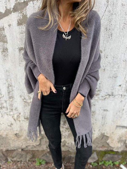 Long Sleeve Tassel Shawl Coat