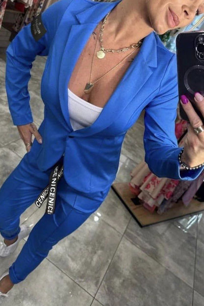 Top Jacket & Elastic Pants Two-piece Set