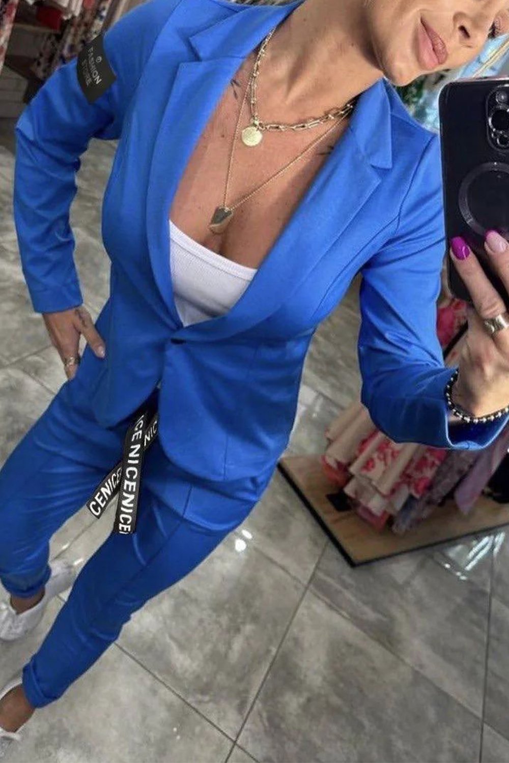 Top Jacket & Elastic Pants Two-piece Set