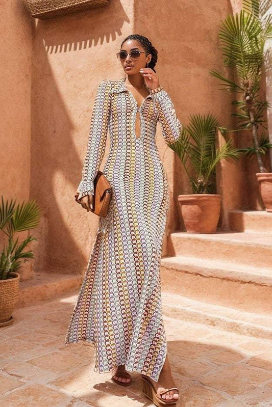 Dawn V-neck Crochet Maxi Dress