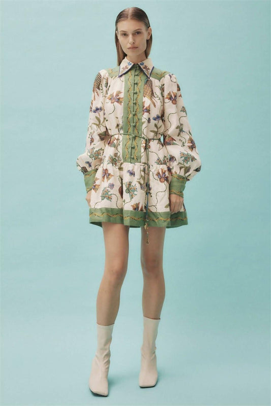 Single Breasted Shirt Collar Long Sleeve Mini Dress