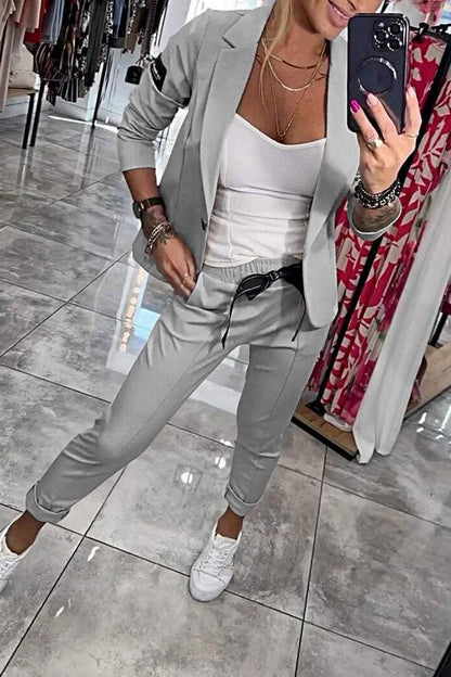 Top Jacket & Elastic Pants Two-piece Set