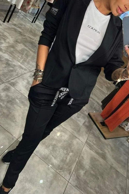 Top Jacket & Elastic Pants Two-piece Set