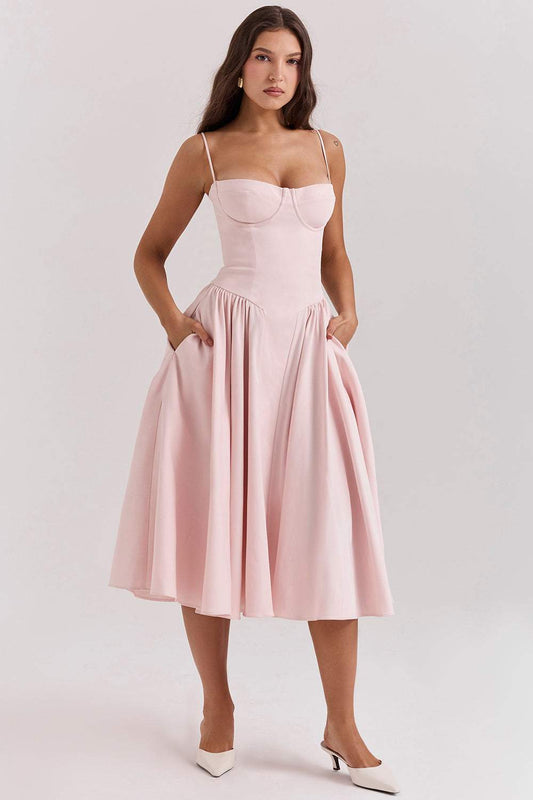 Sweetheart Neck Midi Dress