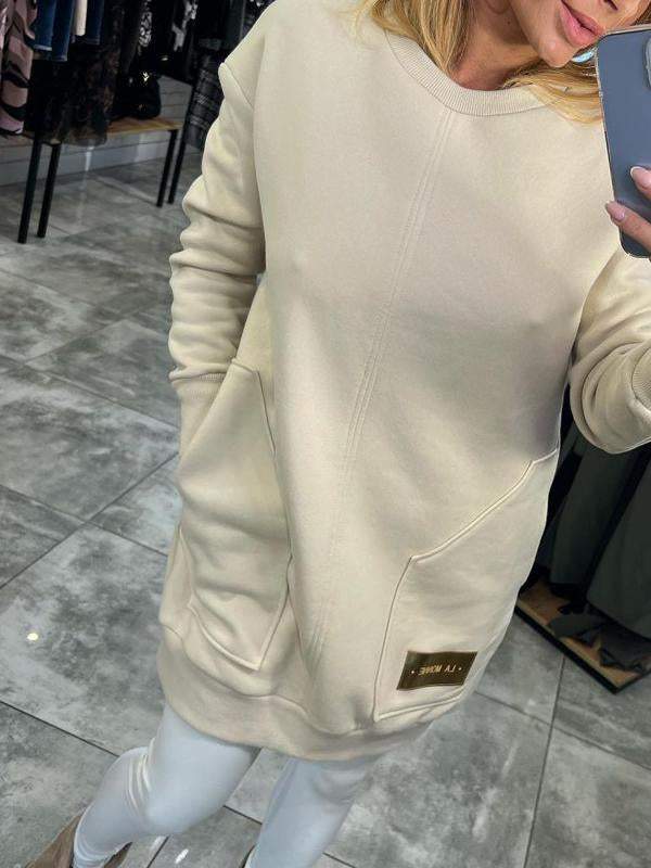 Round Neck Long Sleeve Sweater Dress