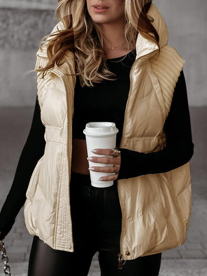 Sleeveless Knitted Patchwork Cotton Vest Coat