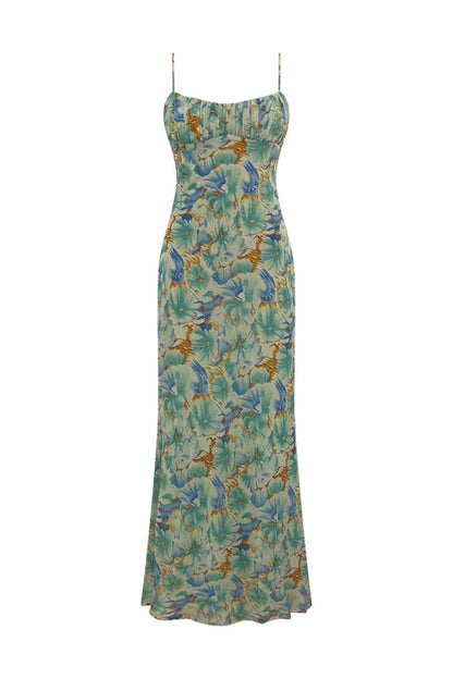 Backless Lace Up Maxi Dress