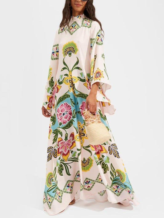 Exquisite Sunshine Print Flowing Maxi Dress