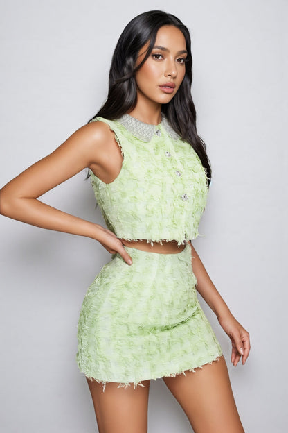 Noah Raw Edge Short Top Mini Dress Set
