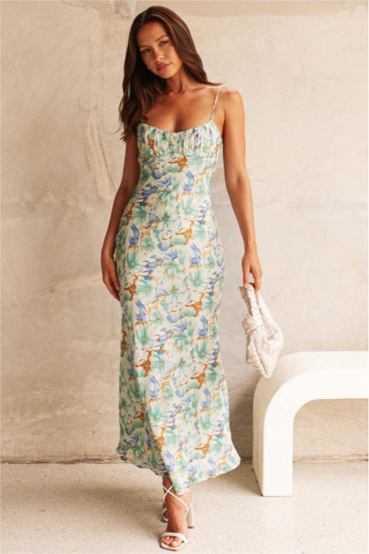 Backless Lace Up Maxi Dress