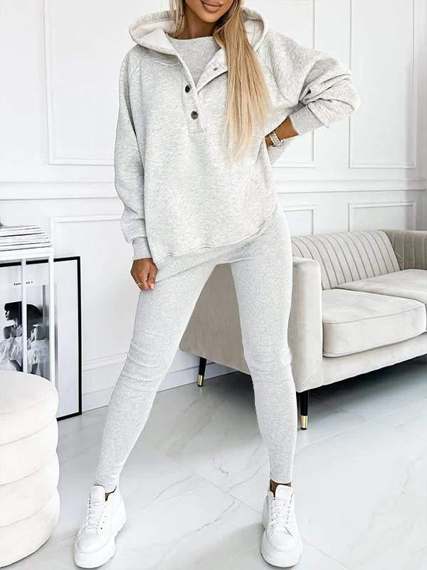 (s-5xl) Hooded and Comfortable Sweatshirt Three-piece Suit