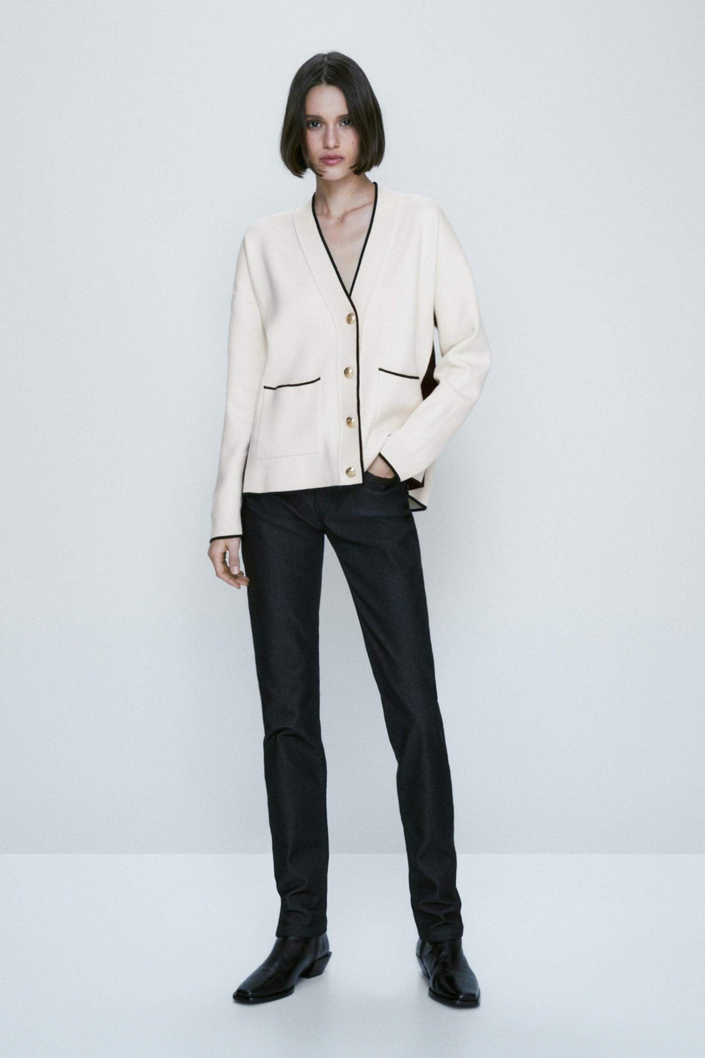 Knit Buttoned Cardigan White