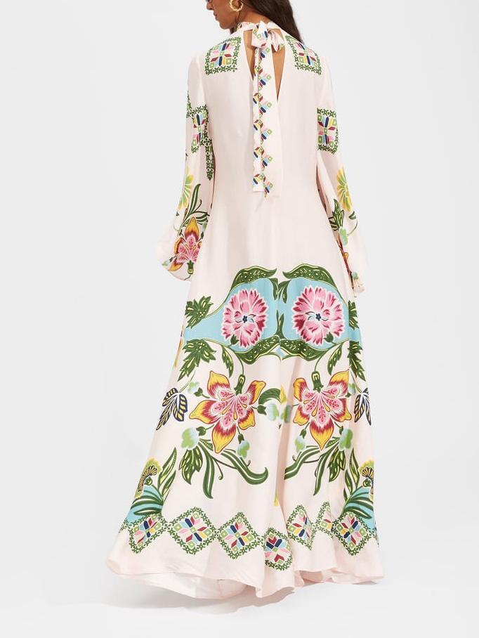 Exquisite Sunshine Print Flowing Maxi Dress