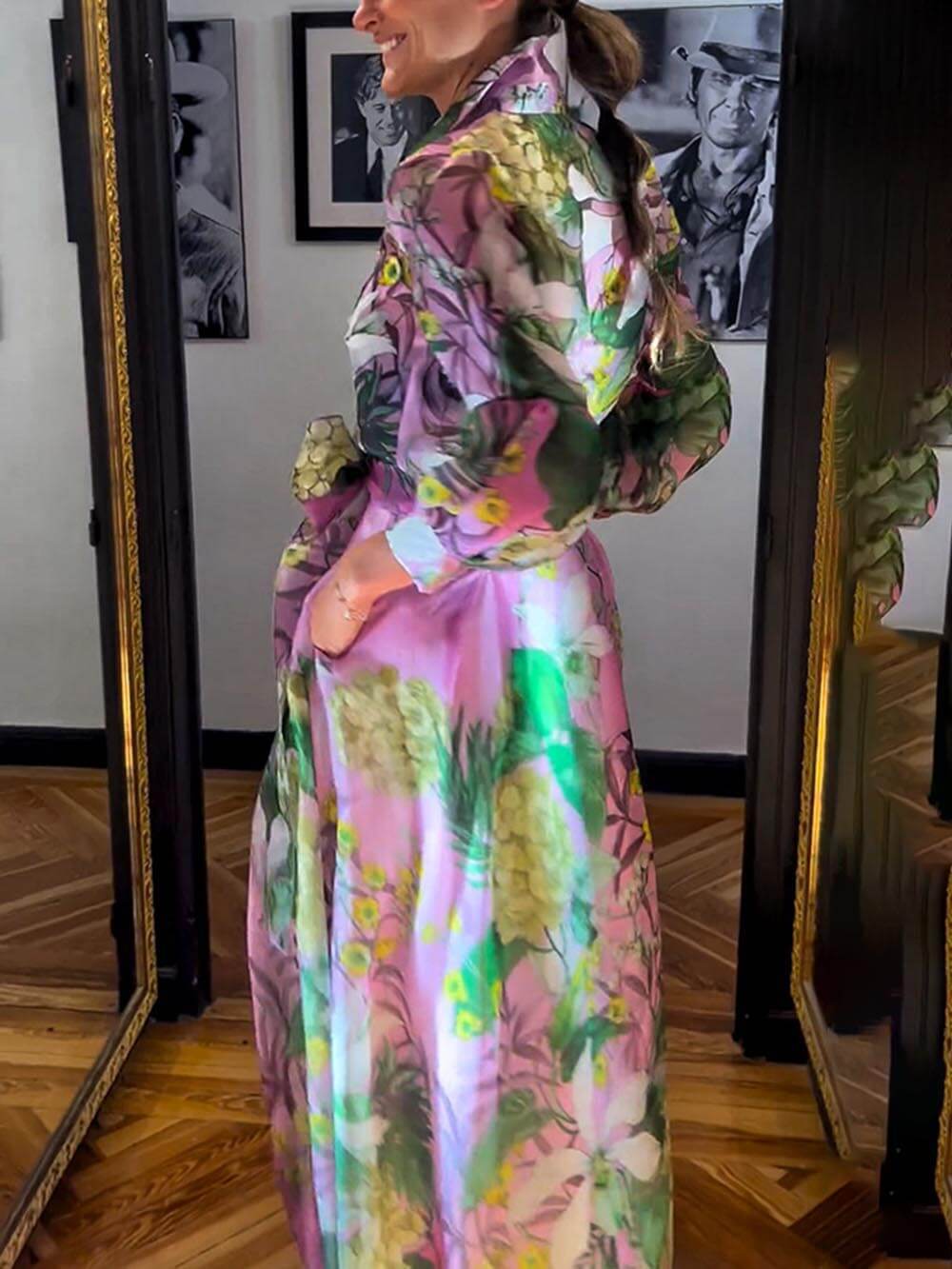 And Mature Print Maxi Skirt
