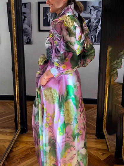 And Mature Print Maxi Skirt