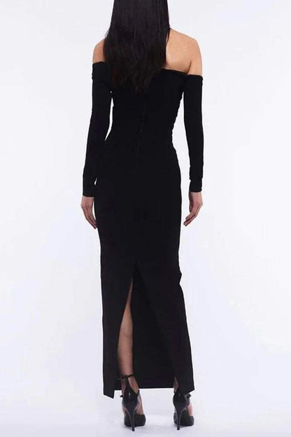 3d Knit Off-shoulder Maxi Dress