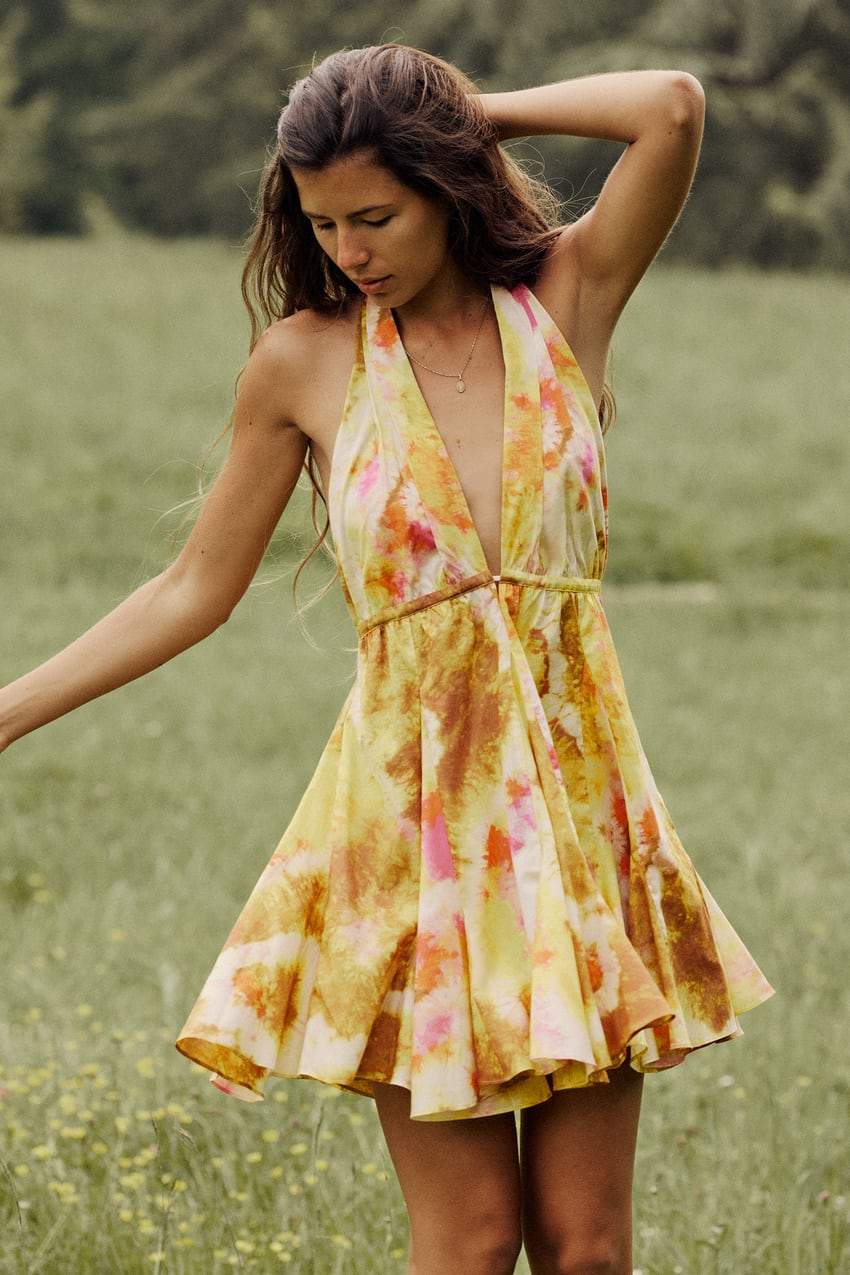 Cami Tapered Waist V-neck Mini Dress