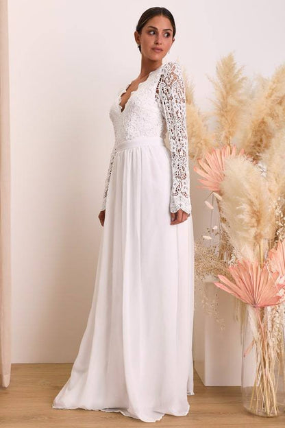 Lace Backless V-neck Maxi Dress