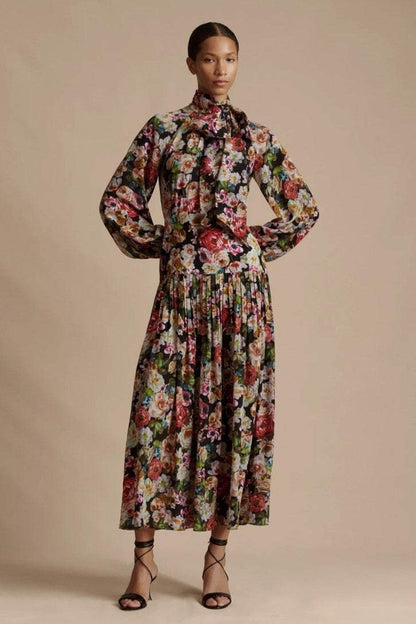Stand Collar Midi Dress