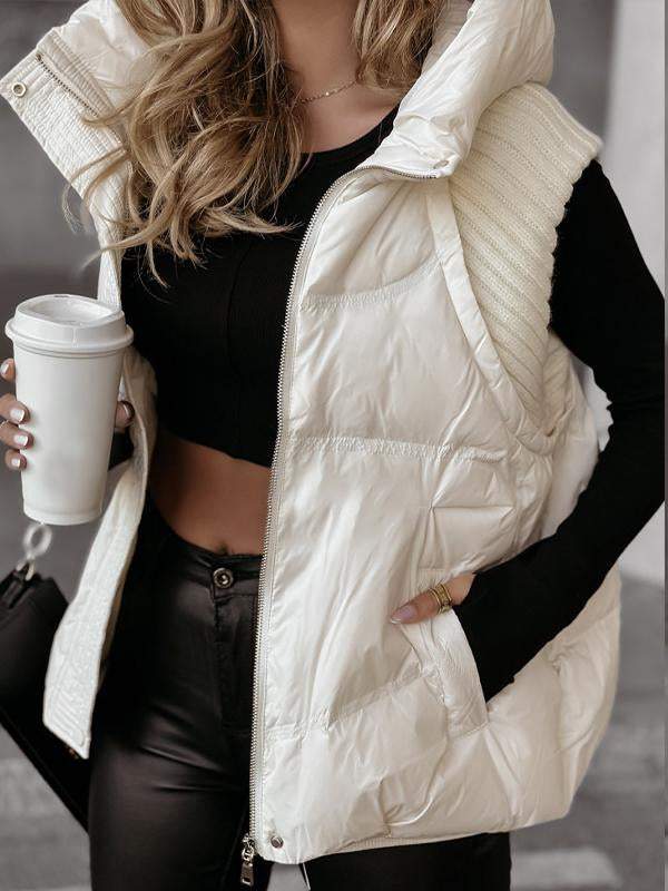 Sleeveless Knitted Patchwork Cotton Vest Coat