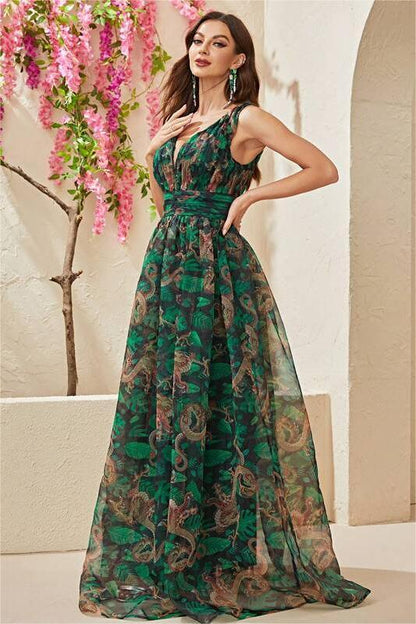 Cami V-neck Pleated Maxi Dress
