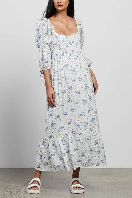 Square Collar Midi Dress