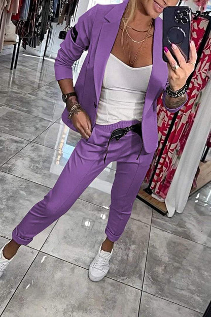 Top Jacket & Elastic Pants Two-piece Set