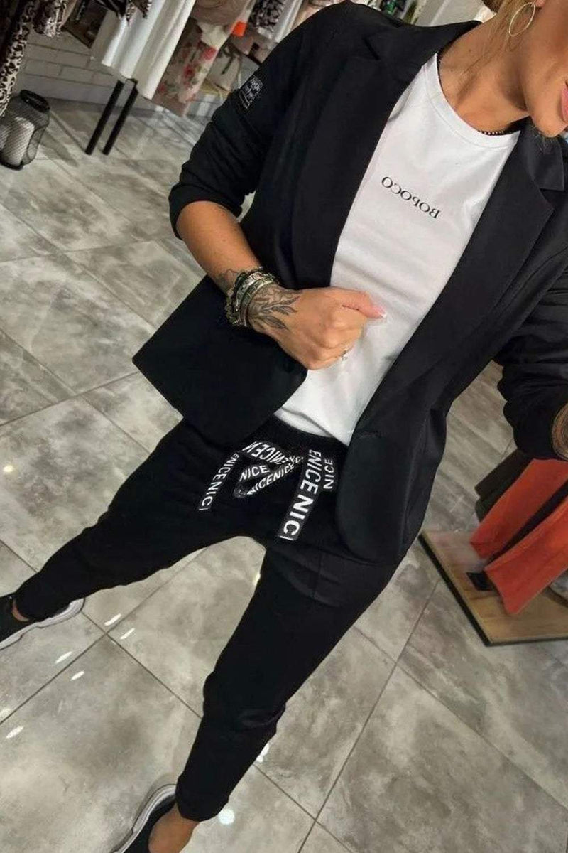 Top Jacket & Elastic Pants Two-piece Set