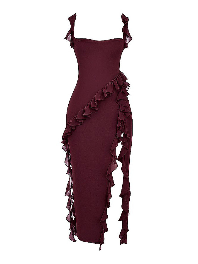 Ruffle Slit Maxi Dress