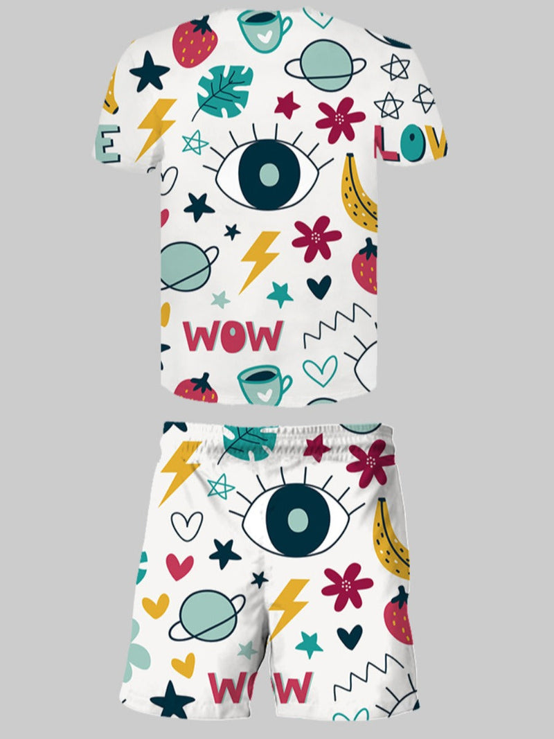Star Eye Fruit Print Shorts Set Ar70131