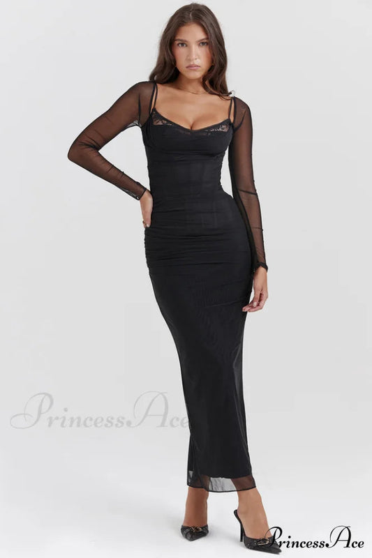 Katarina Black Stylish Maxi Dress