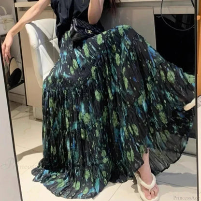 Kawaii Maxi Skirt Summer Retro Romantic