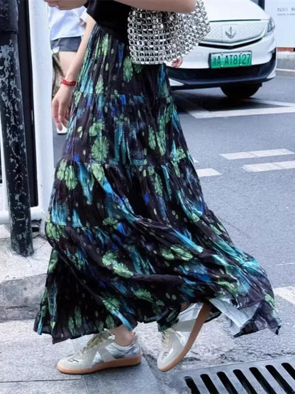 Kawaii Maxi Skirt Summer Retro Romantic